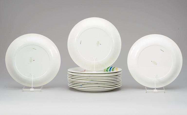 A Stig Lindberg set of 14 'Löja' plates, Gustavsberg 1948-62.