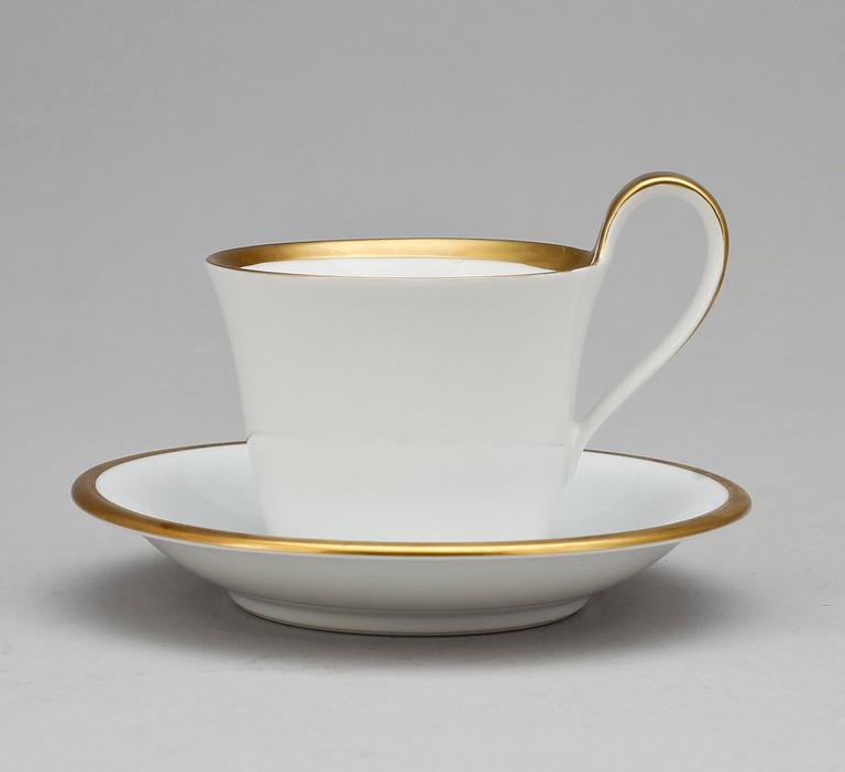 KAFFEKOPPAR MED FAT, 6 st. Porslin, "Golden Sun", Sigvard Bernadotte, Bing o Gröndal. Danamark. 1900-tal.