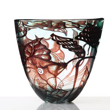 Eva Englund, a "graal" glass vase, Orrefors 1988.