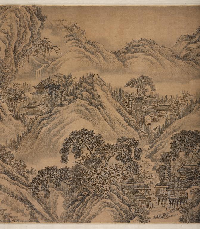 A Chinese scroll painting, attributed to Liu Du (17th century).