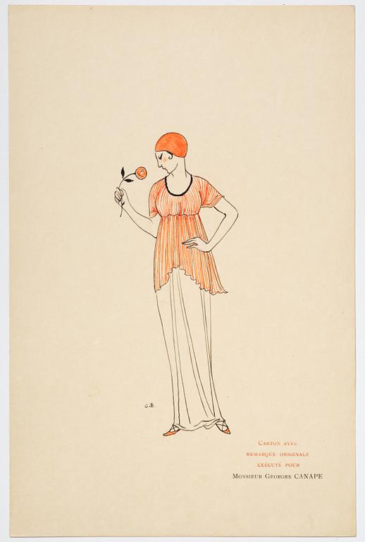 George Barbier, mapp med originalteckning och planscher, "Modes et Manières d'Aujourd'Hui (3e Année)", Frankrike, 1914.