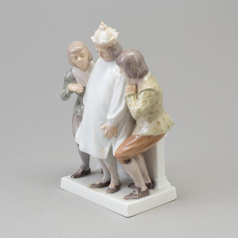 A Royal Copenhagen porcelain figure group, 'Emperors new clothes', Denmark, 1920s.