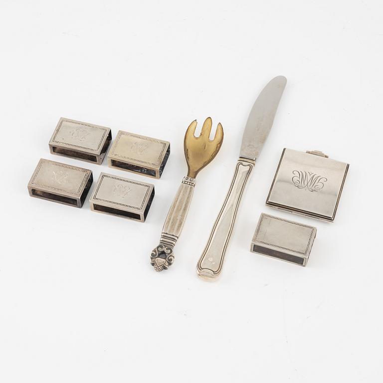 Georg Jensen och Atelier Borgila, 8 delar, silver.