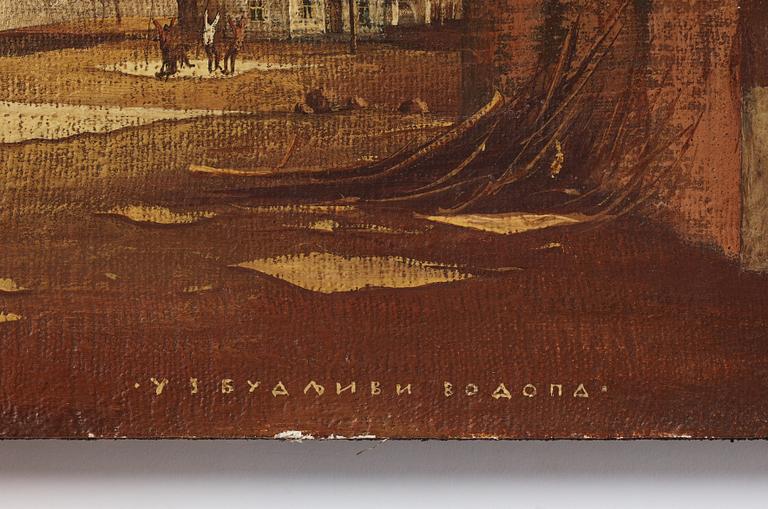 Milić od Mačve, oil on canvas laid down on panel, signed and dated 1969.