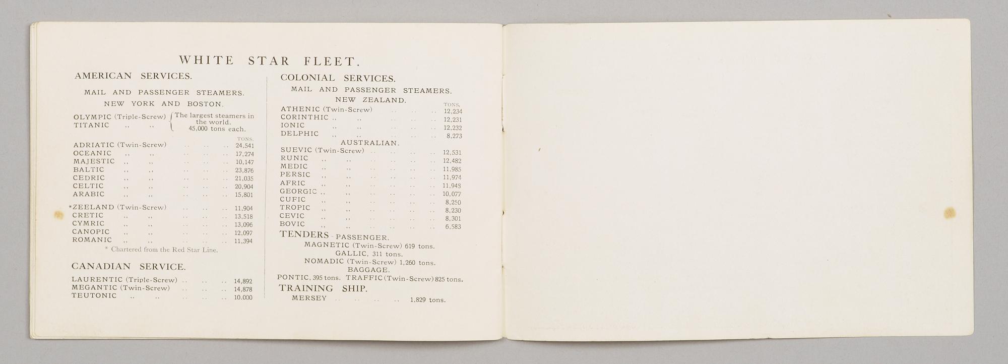 A White Star Line Agent's Brochure, OLYMPIC & TITANIC.