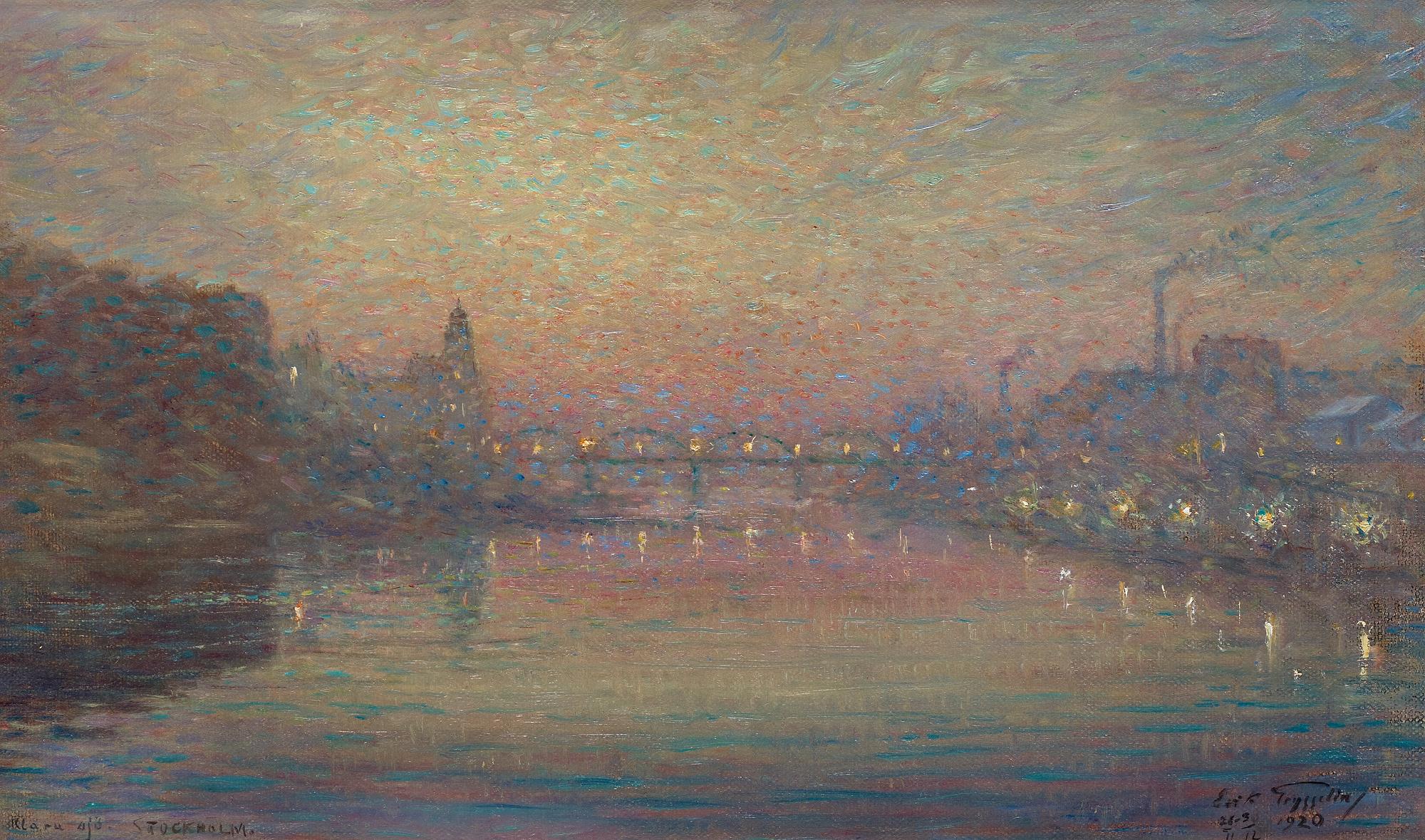 Erik Tryggelin, "Klara sjö – S:t Eriksbron i lyktornas sken".