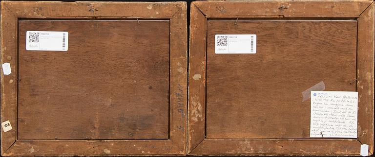 Unknown artist, a pair of 17th century unsigned oil on board.