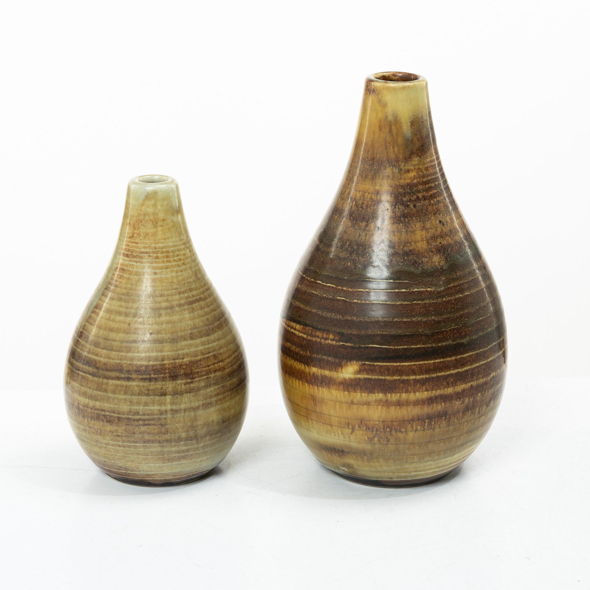 Gertrud Lönegren, Two stoneware vases, Rörstrand, 1936-1941.