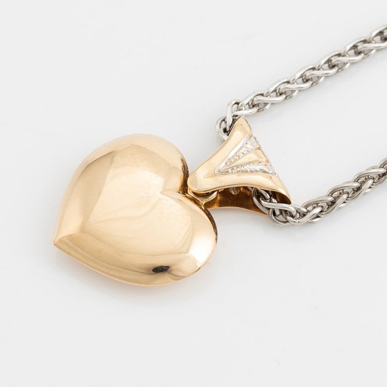 Hänge hjärta med små diamanter, med kedja.