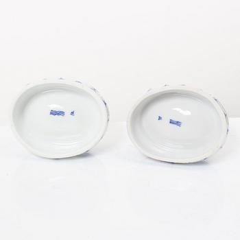 A Royal Copenhagen Denmark 'Blue Fluted' pair of salts, 19th century.