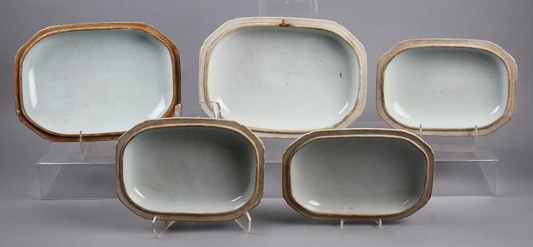 TERRINLOCK, 5 st, porslin, Kina. 1700-1800-tal.