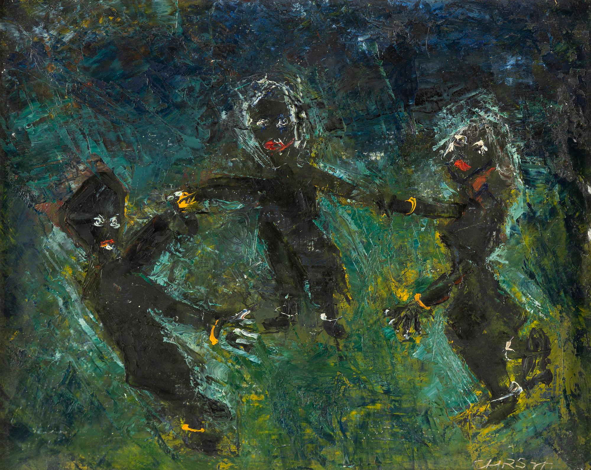 Christer Strömholm, olja på pannå, signerad.