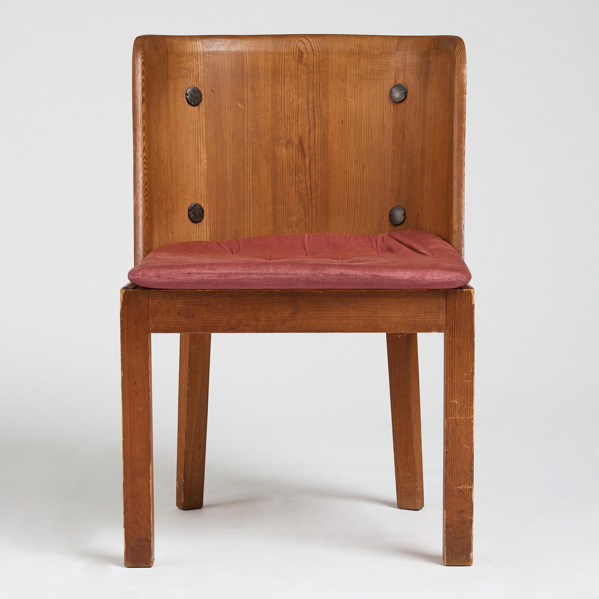 Axel Einar Hjorth, a stained pine low back "Lovö" chair, Nordiska Kompaniet, Sweden 1930's.