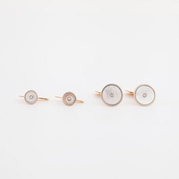 MANSCHETT- SAMT FRACKKNAPPAR, med pärlemor och åttkantslipade diamanter.