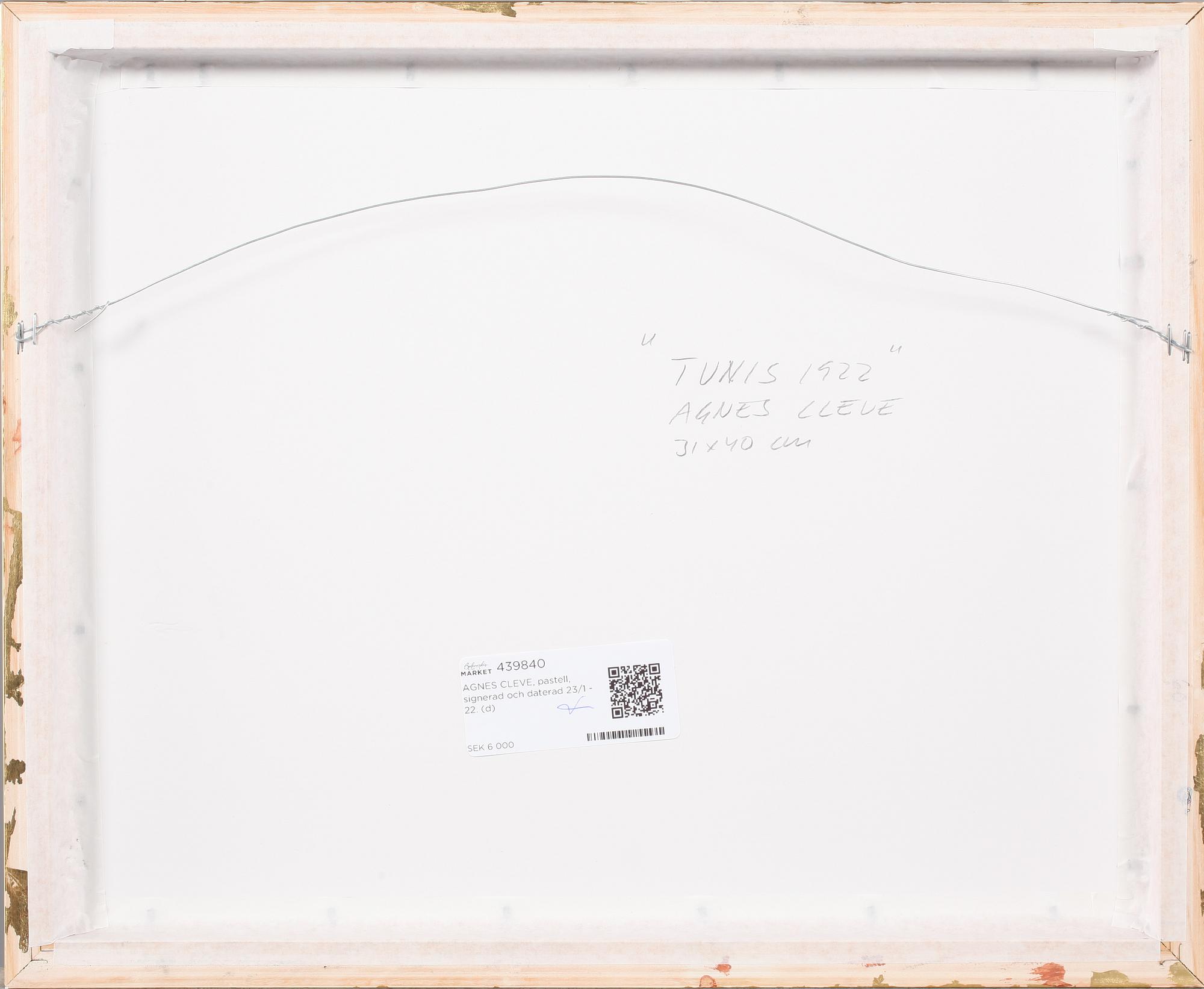 AGNES CLEVE, pastell, signerad och daterad 23/1 - 22.