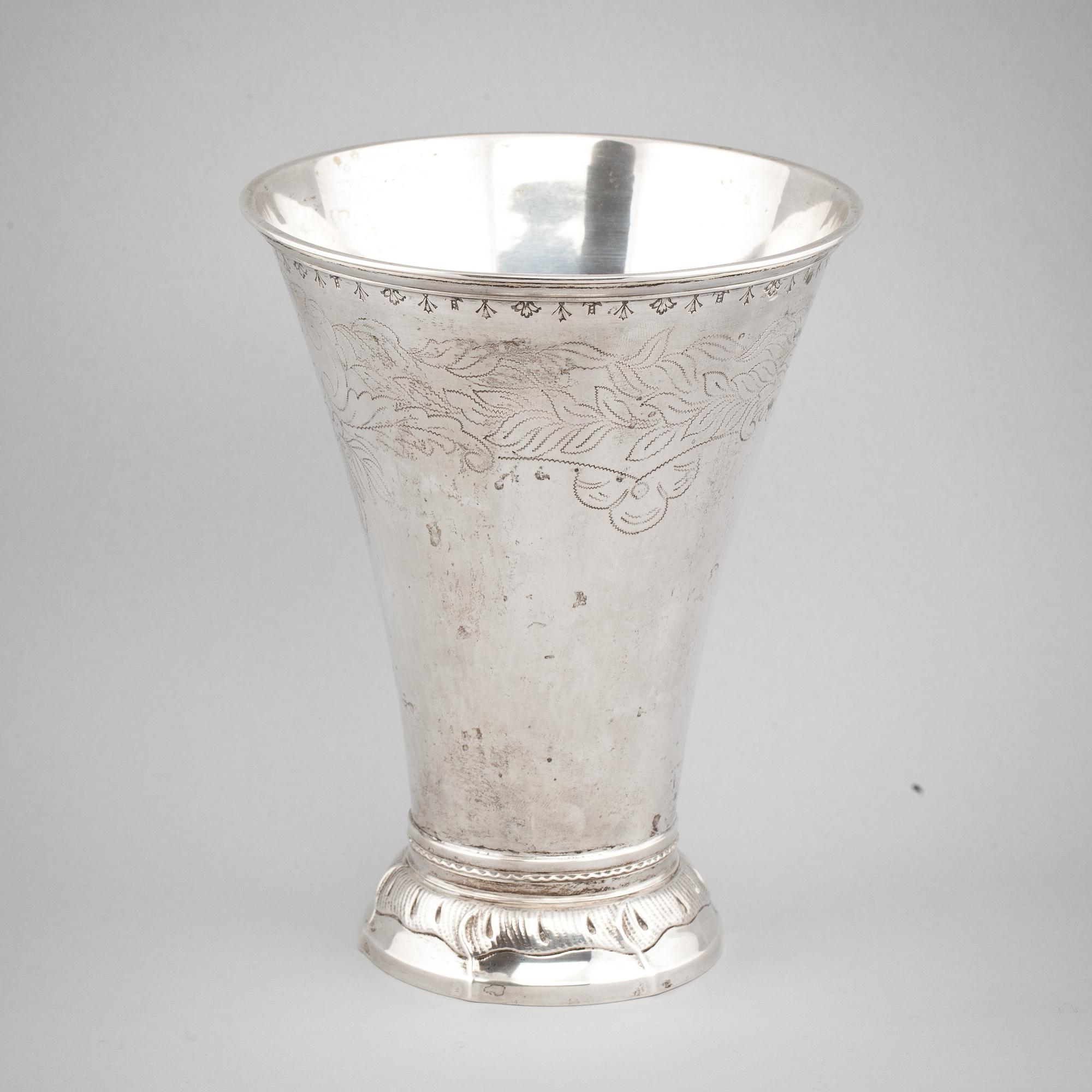 BÄGARE, silver, K. Andersson, 1930. Vikt ca 460 g.