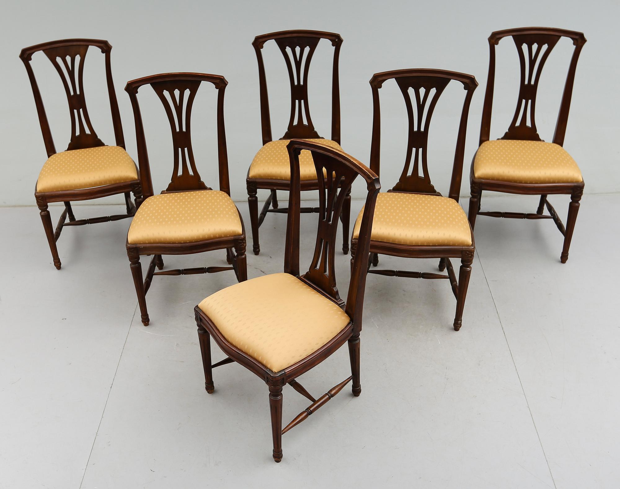 STOLAR, 6 st, gustaviansk stil, 1900-talets andra hälft.