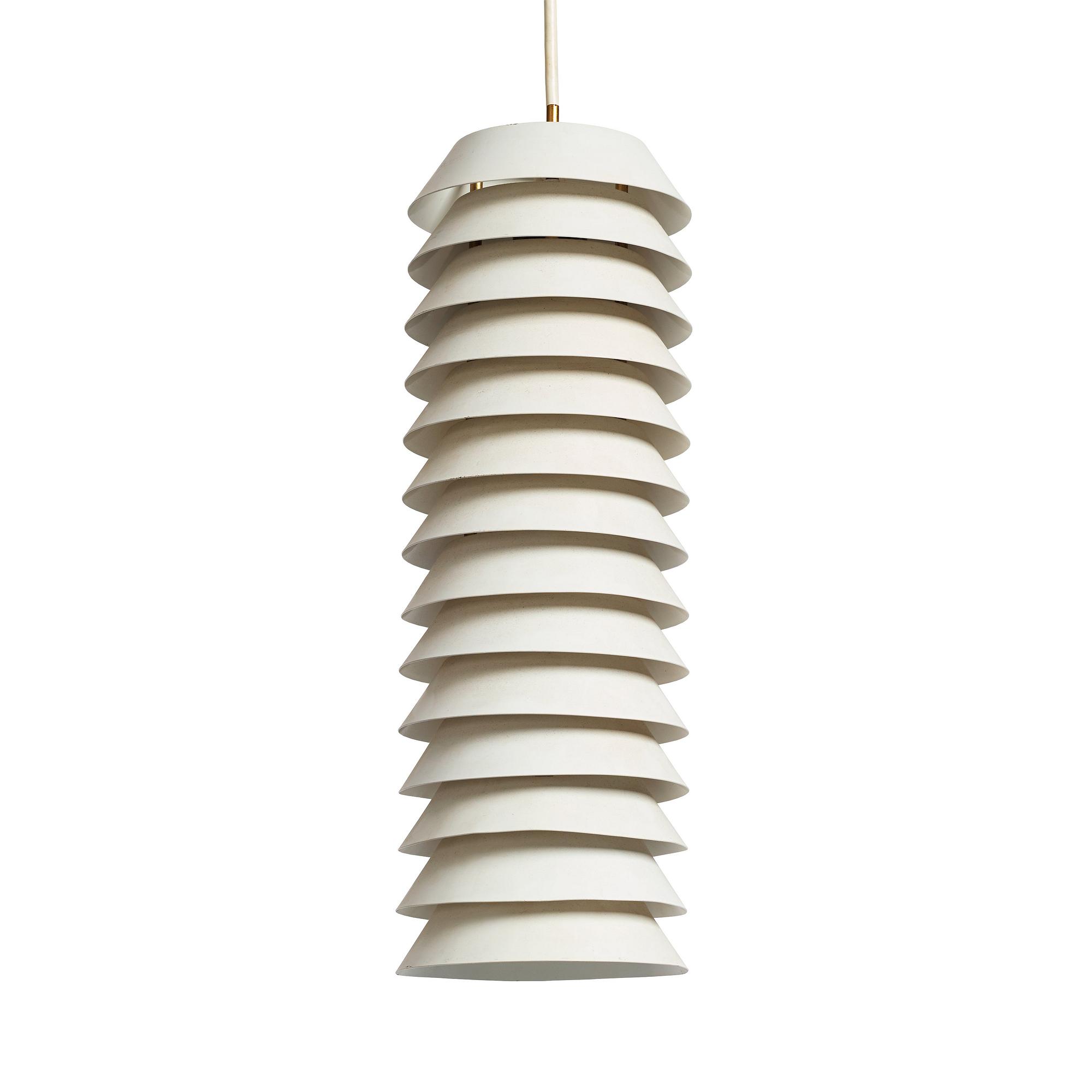Ilmari Tapiovaara, a white lacquered "Maija the Bee" ceiling light, Hionteräs, Finland 1950's.