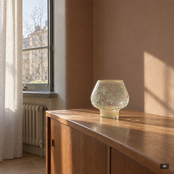 Vase, painted glass, Köklax Glasbruk, Finland 1940s.