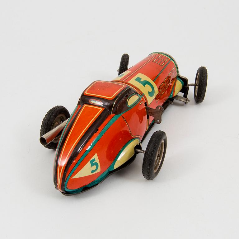 A JNF tinplate racing car 1930/40s.