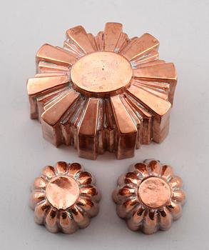 GLASSFORMAR, 3 st, koppar, 1800-tal.