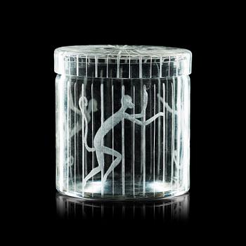 233. An Edward Hald engraved glass box, Orrefors 1944 (?).