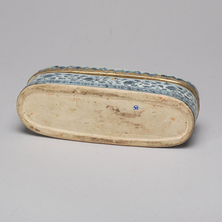 A blue and white writing set, South East Asian, Mingstyle, 19th Century.