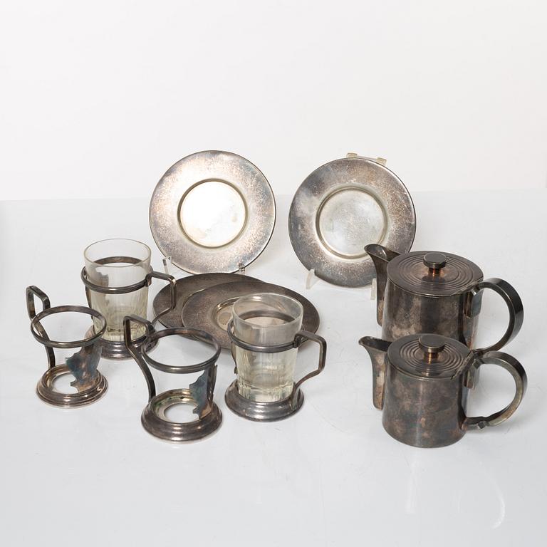 Gio Ponti, teservis, 6 delar, Athur Krupp Berndorfer Metallwarenfabrik, Österrike/Milano, 1930/40-tal.