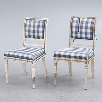 Chairs, 6 pcs, Stockholm, including Ephraim Ståhl (master in Stockholm 1794-1820), Late Gustavian style.