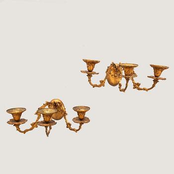 Vägglampetter, ett par, sekelskiftet 1900.