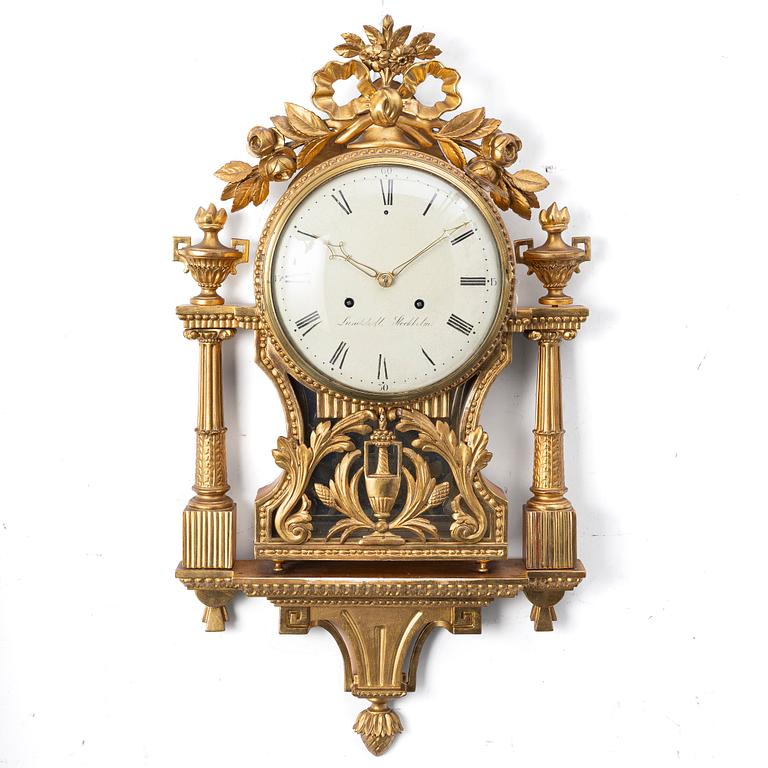 A Late Gustavian Wall clock, by Anders Lundstedt (watchmaker in Stockholm 1786–1820).