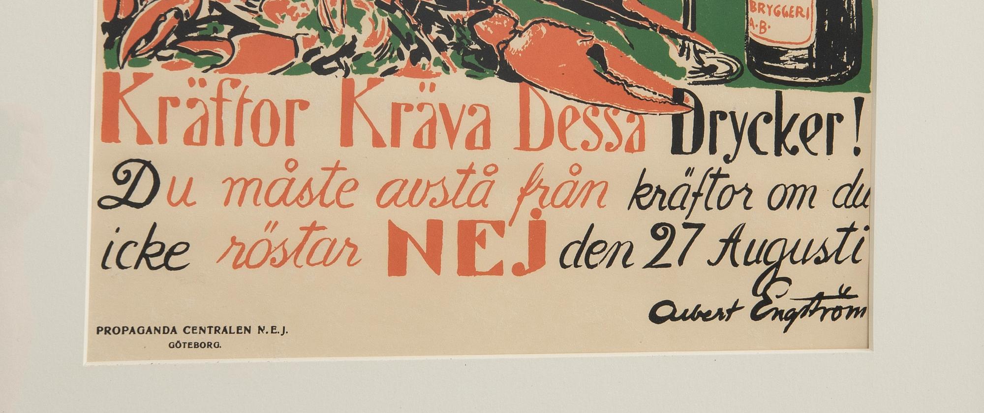 Albert Engström, "Nej! Kräftor kräva dessa drycker".