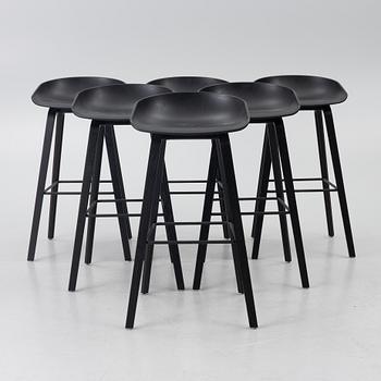 Hee Welling, barstolar, "About a stool", 6 st, HAY, Danmark.