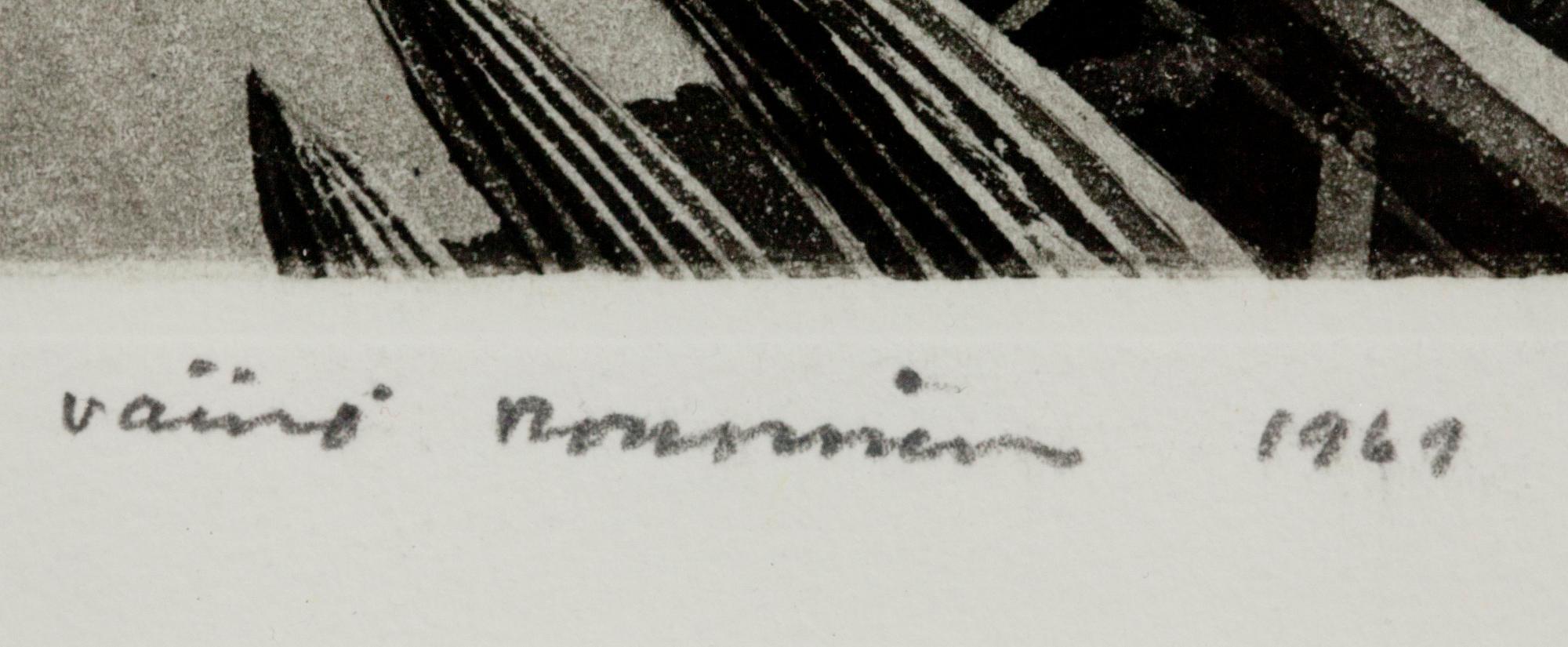 VÄINÖ ROUVINEN, akvatint och torrnål, signerad och daterad 1969. Tpl'a 14/15.