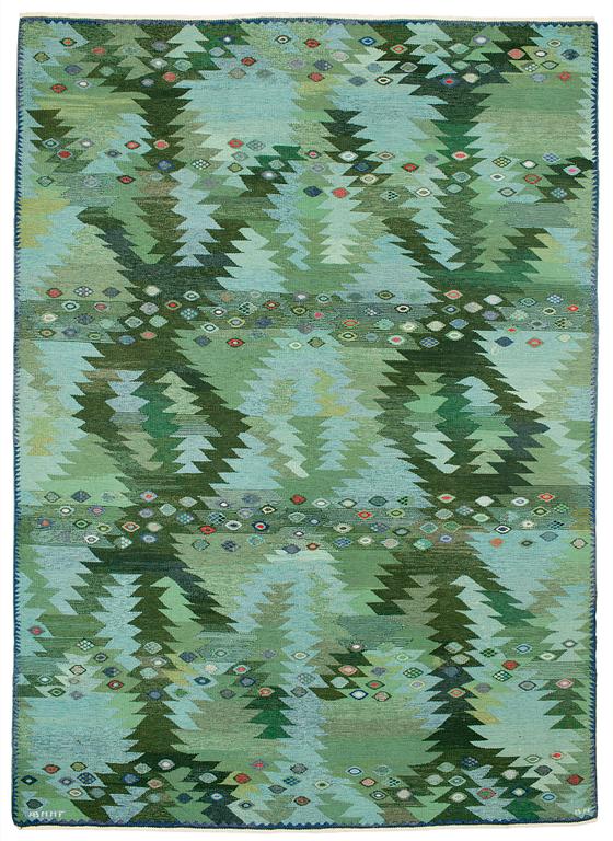 MATTA. "Tånga grön". Gobelängteknik. 348 x 251 cm. Signerad AB MMF BN (AB Märta Måås-Fjetterström, Barbro Nilsson).