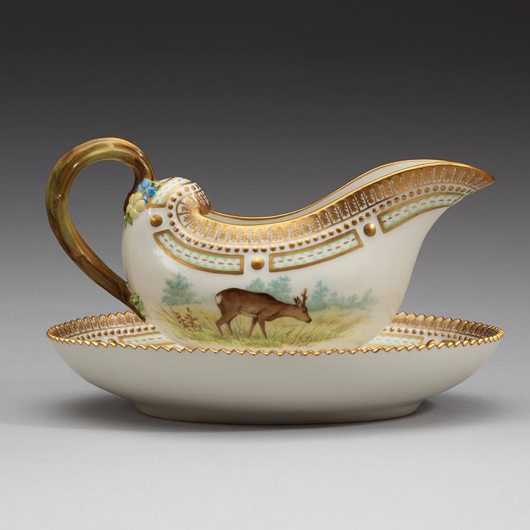 A Royal Copenhagen 'Fauna Danica' sauceboat, Denmark, 20th Century.