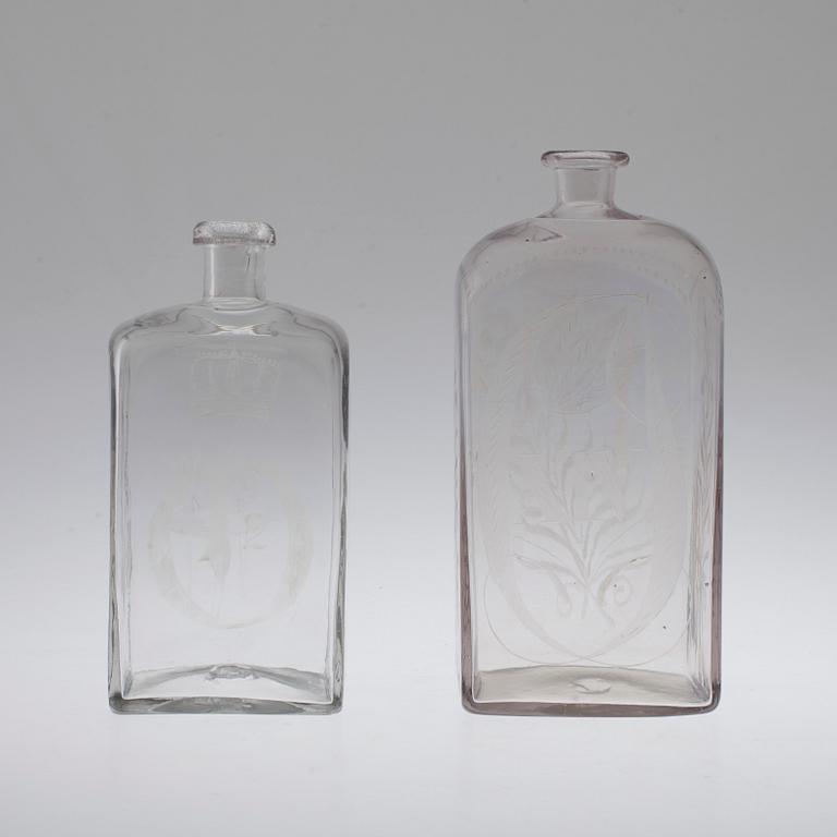 Two 19th century glass bottles.