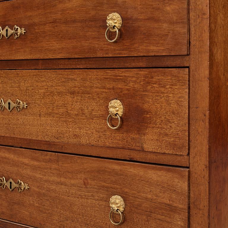 A late Gustavian mahogany-veneered and ormolu-mounted secretaire attributed to J.F. Wejssenburg (master 1795-1837).