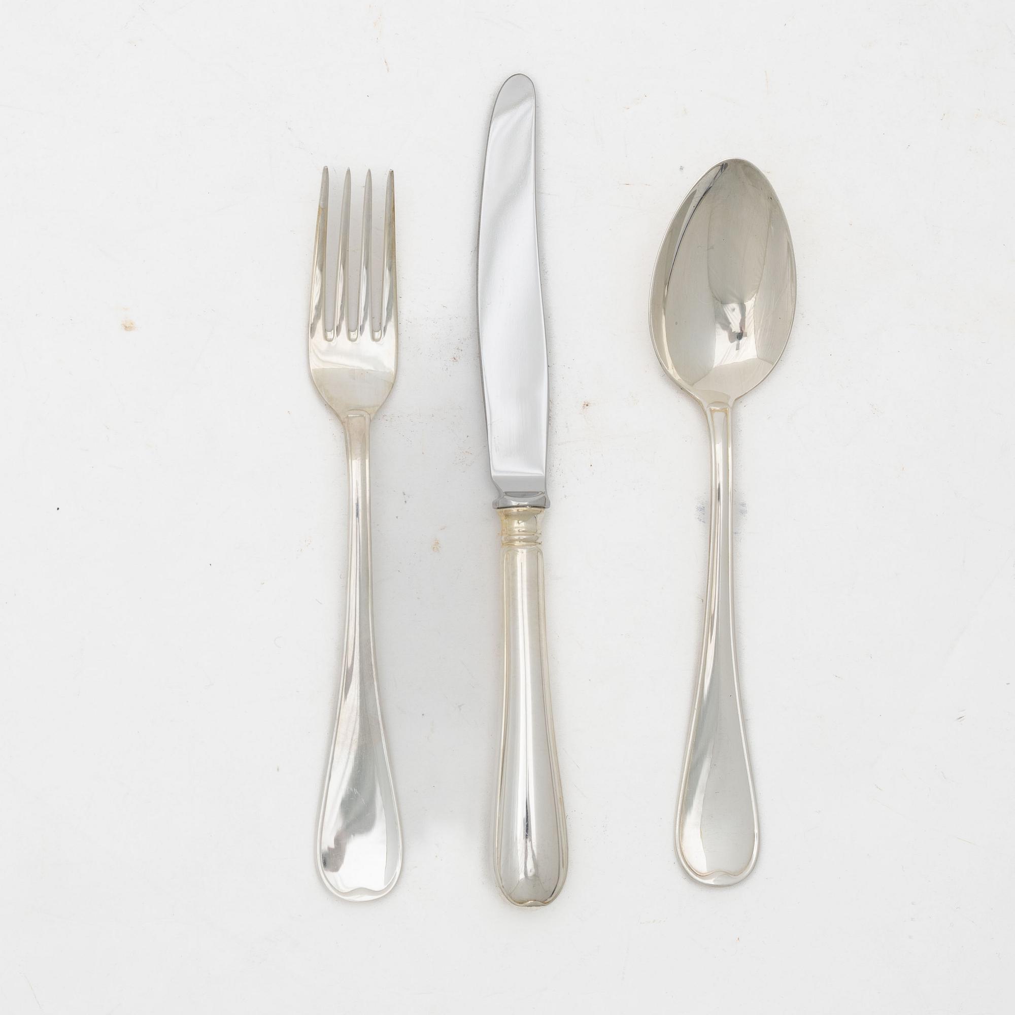 Bestickservis, 24 delar, silver, modell "Svensk rund", GAB, Eskilstuna, 2003-2005.