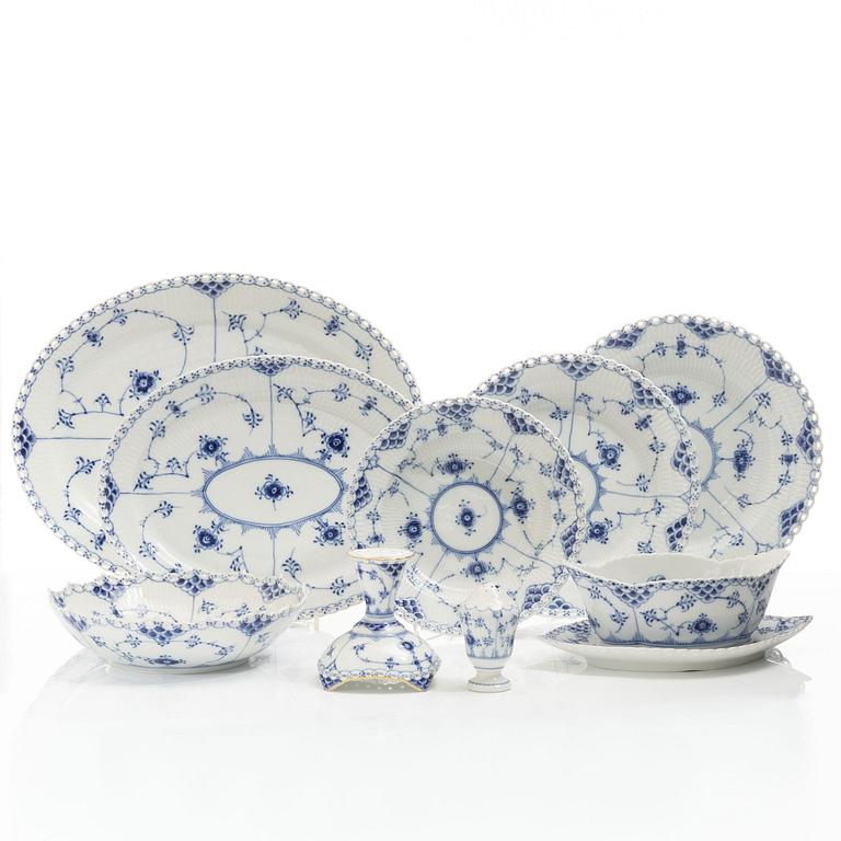 Dinner service, 45 pieces, porcelain, "Blue Fluted", Royal Copenhagen, Denmark.