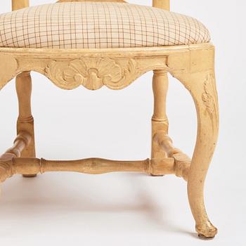 A pair of Swedish Rococo chairs by O Höglander (master in Stockholm 1745-65).