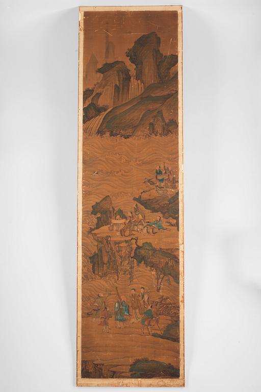 Paintings, 8 parts, depicting the eight immortals crossing the sea, late Qing Dynasty, 19th Century.