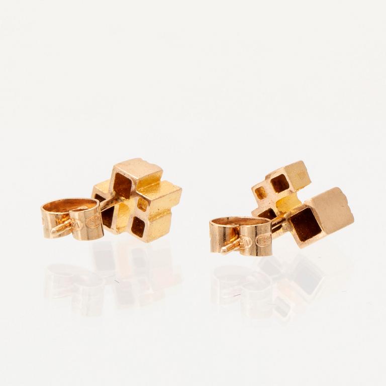 Björn Weckström, earrings "Kultatornit/Gold Turrets" 14K gold, Lapponia 1967.