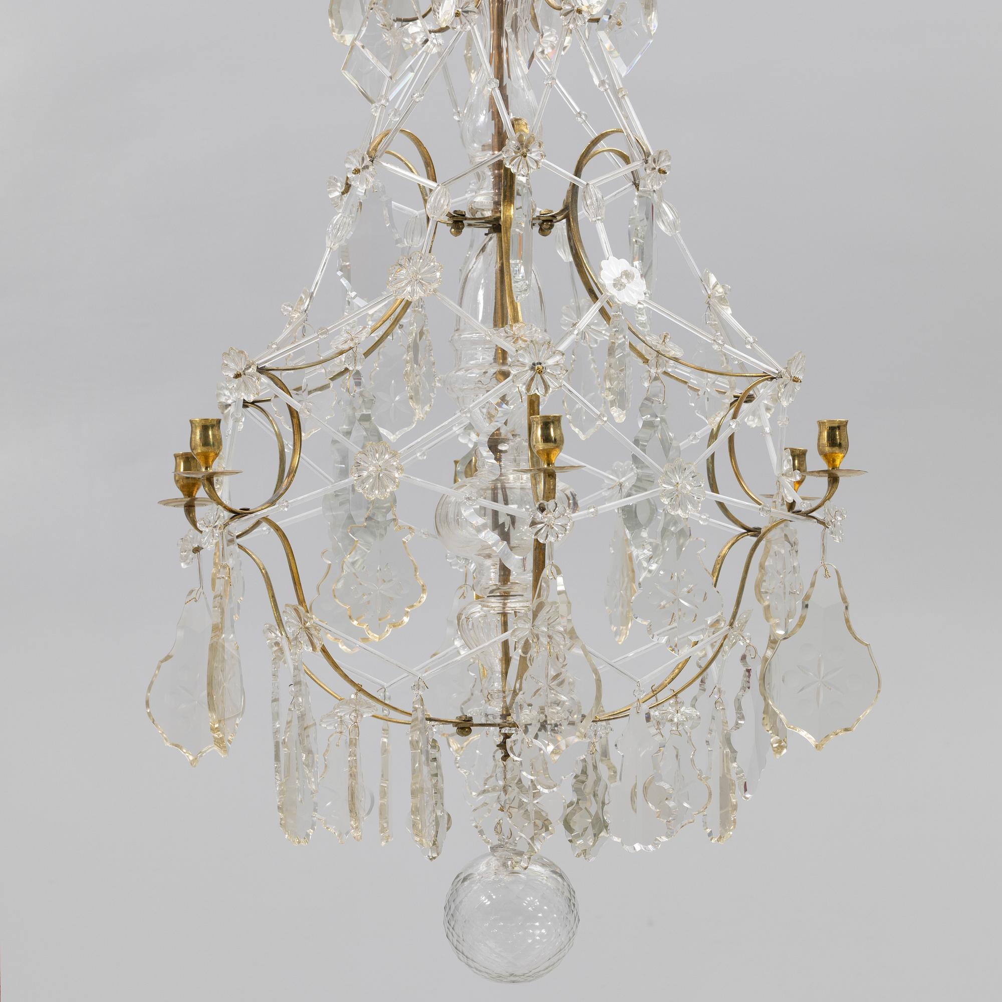 Chandelier for six lights, Rococo, 18th century.