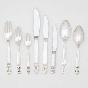 Johan Rohde, a sterling silver cutlery set, 'Konge/Acorn', Georg Jensen, Denmark, after 1945 (63 pieces).