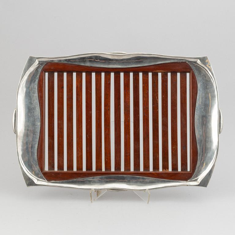 A silver plated Art Nouveau tray, early 20th Century.