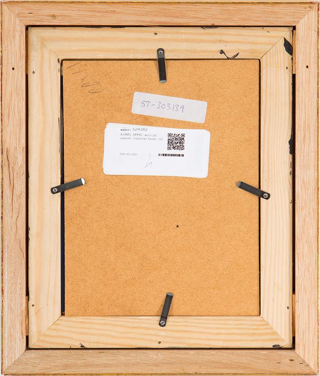 KAREL APPEL, acrylic on paper. Signed Appel.