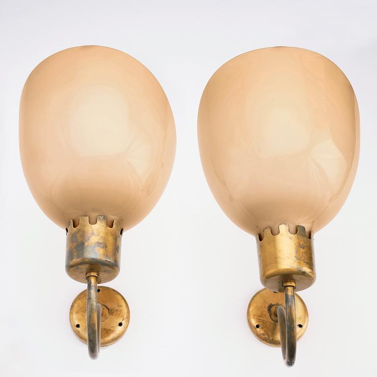 Harald Notini, a pair of large wall sconces, model '8566/A', Arvid Böhlmarks Lampfabrik, Sweden, 1940s.