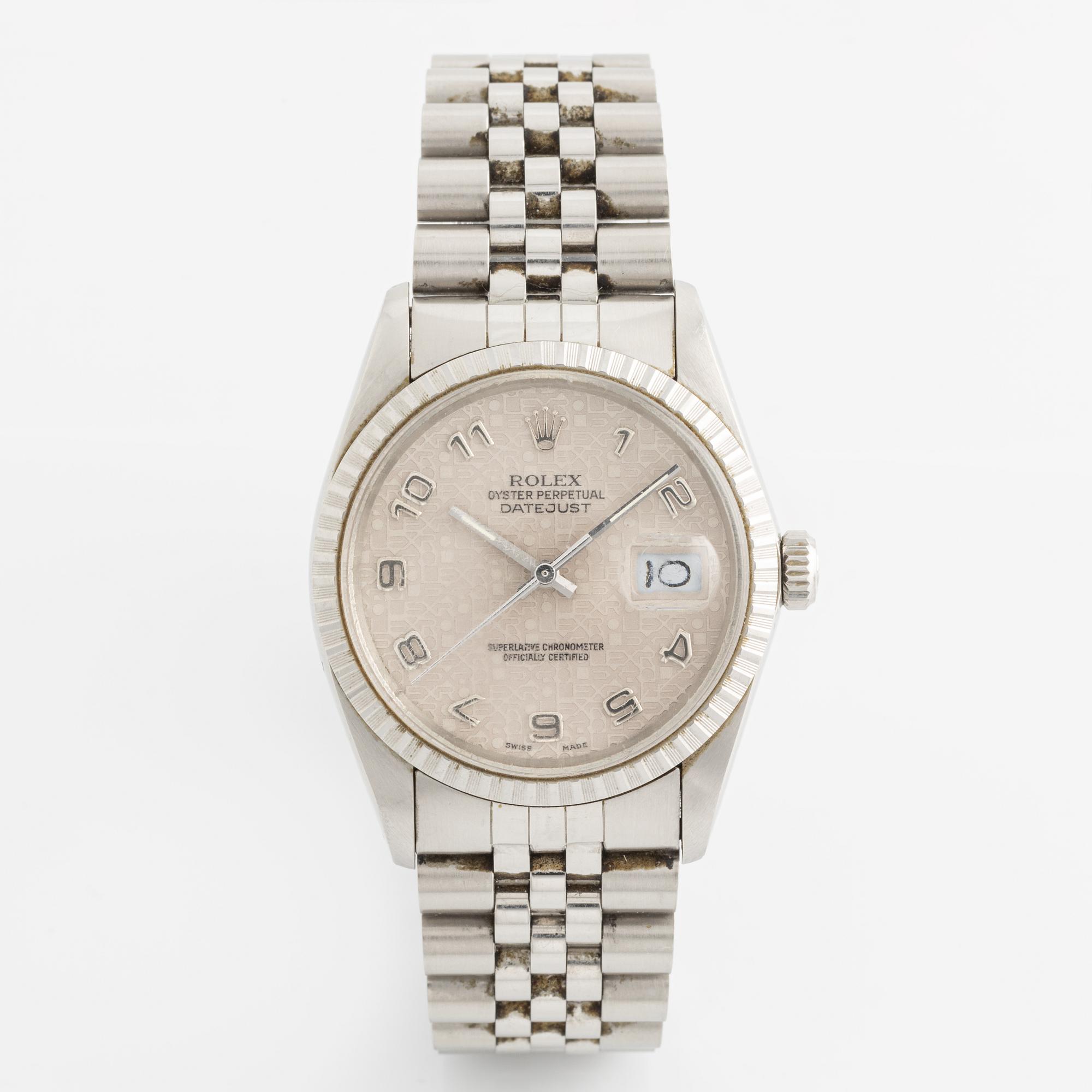 Rolex, Oyster Perpetual, Datejust, "Cream Jubilee Dial", Chronometer, armbandsur, 36 mm.