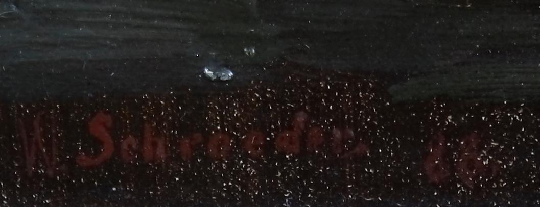 OKÄND KONSTNÄR, olja på duk. Bär sign o dat W Schroeder -88.